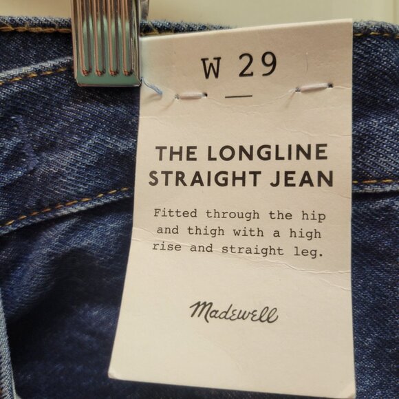 Madewell Longline Straight Jeans in McKinney Wash Size 29 - Picture 2 of 3
